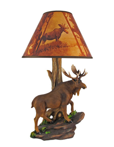 North American Bull Moose Table Lamp w/ Shade Main image