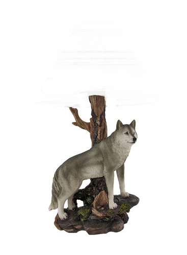 `Denizen of Twilight` Gray Wolf Table Lamp Base Only Main image