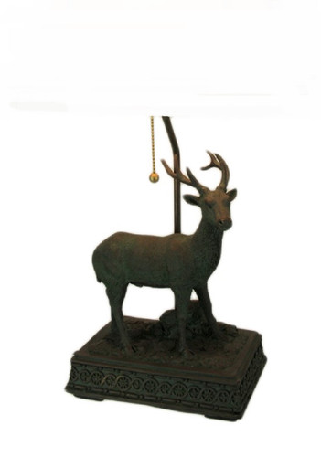 Verdigris Patina Standing Deer Rustic Table Lamp Base Only Main image