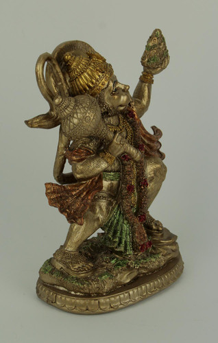 Gold Finish Flying Hanuman Carrying Herb Bearing Mountain Statue Additional image