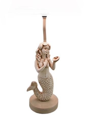 Beige Antique Stone Finish Mermaid Table Lamp Base Only Main image