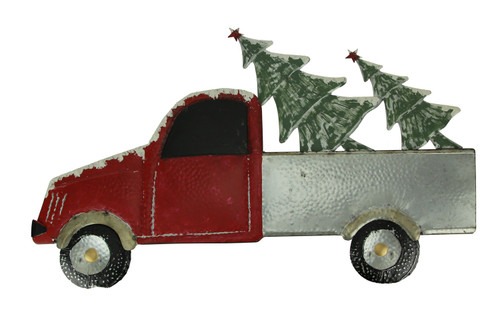 Red Metal Christmas Truck Hauler Holiday Wall Hanging, Trees Main image