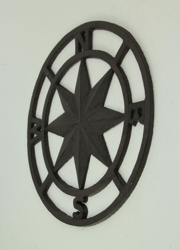 Brown Cast Iron Nautical Compass Rose Indoor/Outdoor Wall Hanging Additional image