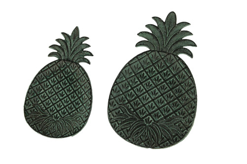 Green Verdigris Cast Iron Pineapple Decorative Trays Set of 2 Main image