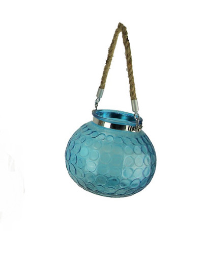 Glass Globe Candle Lanterns with Rope Handles Set of 2 Main image