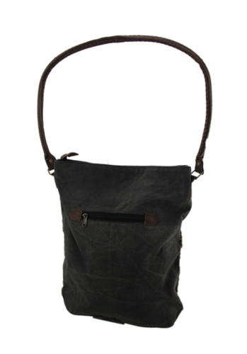 Red and Grey Quilted Canvas Shoulder Bag w/Leather Handle Additional image