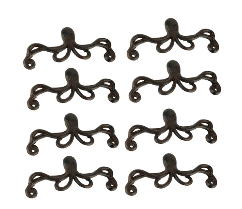 Brown Cast Iron Octopus Drawer or Cabinet Door Pulls Set of 8 Main image