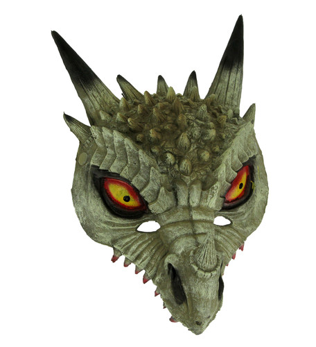 Off-White Dark Demon Horned Devil Adult Halloween Costume Mask 