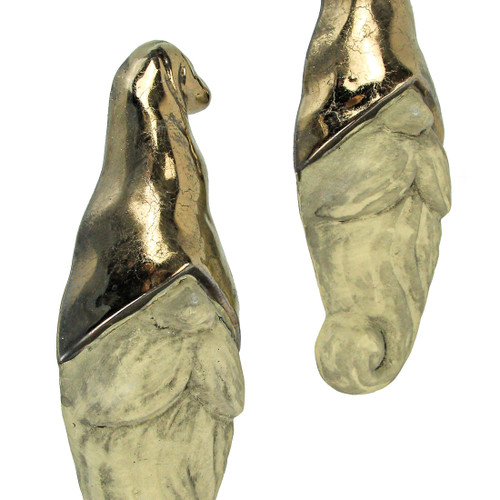 Metallic Bronze and Beige Resin Nisse Gnome Head Wall Hangings Set of 2 Additional image