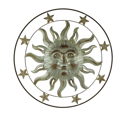 32 Inch Metal Art Sun Stars Indoor Outdoor Wall Hanging Rustic Celestial Decor Main image