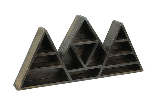 Dark Brown Wooden Geometric Triangle Crystal Display Shelf Main image