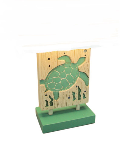 Green and White Sea Turtle Table Lamp with Linen Look Shade Main image