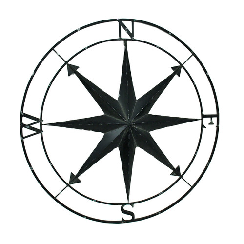 Compass Rose Lightly Distressed Metal Wall Hanging Main image