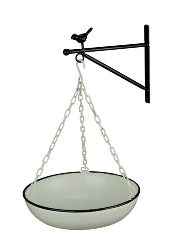 Black and White Enamel Metal Wall Mounted Bowl and Bracket Additional image