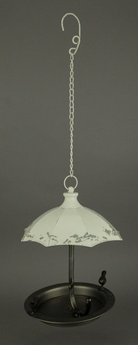 Distressed White Metal Art Umbrella Hanging Bird Feeder Additional image