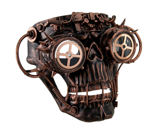 Steamskully Metallic Steampunk Skull with Spiked Goggles Mask Main image
