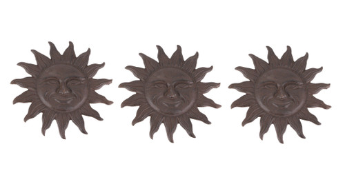 Set of 3 Cast Iron Sun Face Stepping Stones Lawn Garden Decorative Yard Path Art Main image