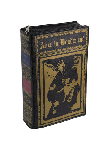Black Vinyl Alice In Wonderland Book Handbag Novelty Clutch Purse Crossbody Bag Main image