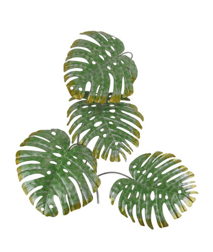 17 Inch Green Metal Palm Leaf Sculpture Wall Hanging Art Tropical Tree Decor Main image