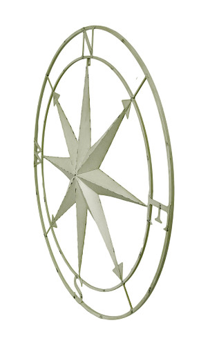 Compass Rose Lightly Distressed Metal Wall Hanging Additional image