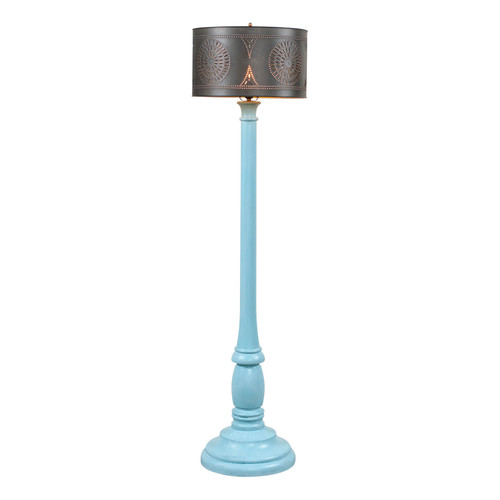 Irvins Country Tinware Brinton Floor Lamp in Misty Blue with Shade Main image