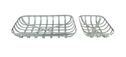 Set of 2 Galvanized Metal Rectangular Tobacco Basket Trays / Wall Hangings Main image