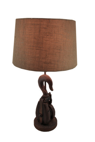 Vintage Style Wood Pulley and Hook Table Lamp Main image