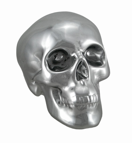 Silver Finished Ceramic Human Skull Money Bank Main image