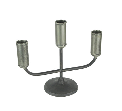 Primitive Design Rolled Steel Triple Taper Candle Stick Holder Main image