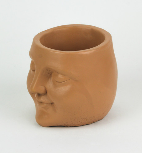 Adorable Sleepy Face Concrete Head Mini Planter 4.5 Inches High Additional image