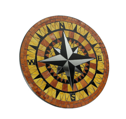 Mosaic Tile and Glass Compass Rose Wall Hanging 16 Inch Diameter Main image