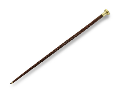 Spiral Shaft Wooden Walking Stick with Brass Compass Handle Additional image