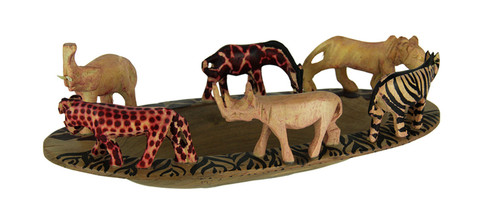 Hand Carved Wooden African Wild Animal Decorative Bowl Main image