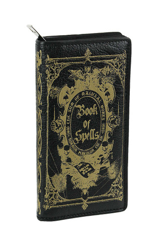 Black and Gold Book of Spells Checkbook Style Wallet Gothic Fashion Main image