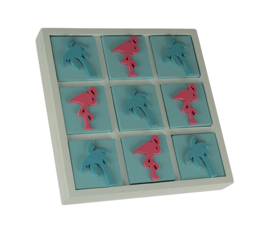 Tropical Flamingo and Palm Tree Tic Tac Toe Game Board Main image