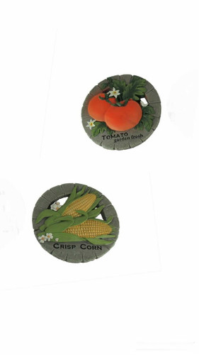 Garden Vegetables Cement Round Stepping Stones Set of 2 Main image