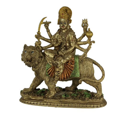 Durga Supreme Hindu Goddess Riding On Tiger Statue Main image