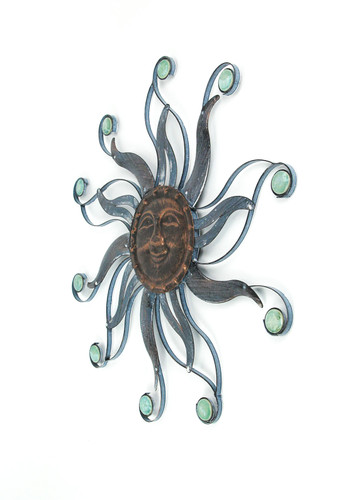 Antique Copper Finish Metal Sun Face Wall Hanging Additional image