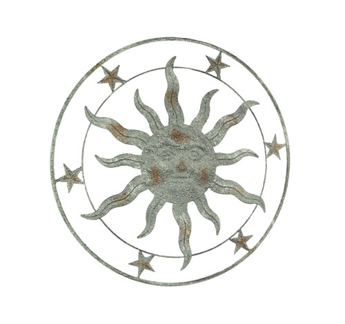 21.5 Inch Diameter Weathered Gray Finish Sun Face Wall Hanging Main image