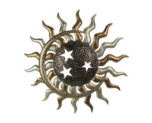 Multi-Tone Celestial Sun Moon and Stars 25 inch Diameter Metal Wall Hanging Main image