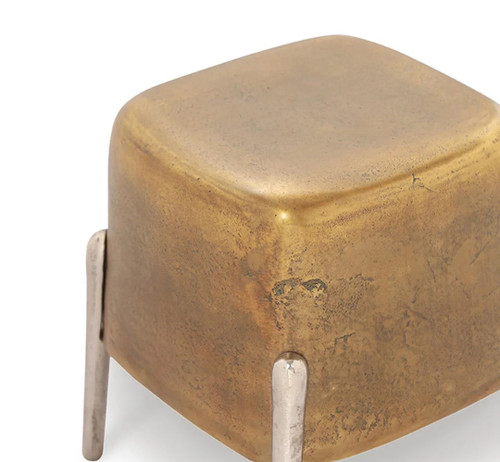 SPI Home Brass and Nickel Finish Cast Aluminum 4 Legged Side Table Additional image