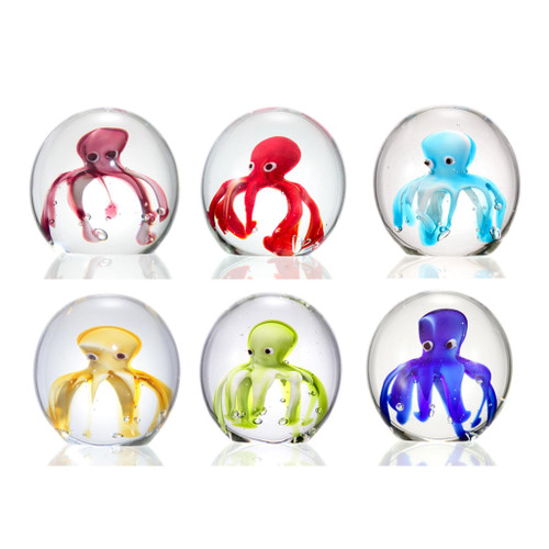 SPI Home Art Glass Octopus Mini Paperweights Set of 6 Main image