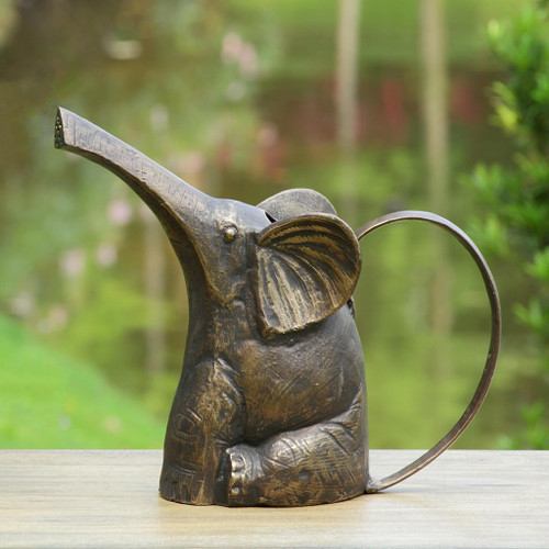 SPI Home Cast Aluminum Bronze Finish Elephant Watering Can Main image