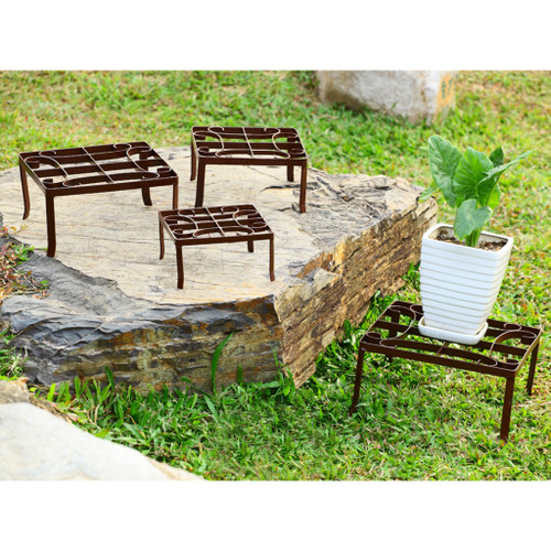 SPI Home Set of 4 Cast Iron Square Nested Plant Stands Main image