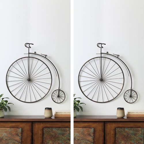 SPI Set of 2 Victorian Penny Farthing Bicycle Wall Hangings 28.5 Inches High Main image