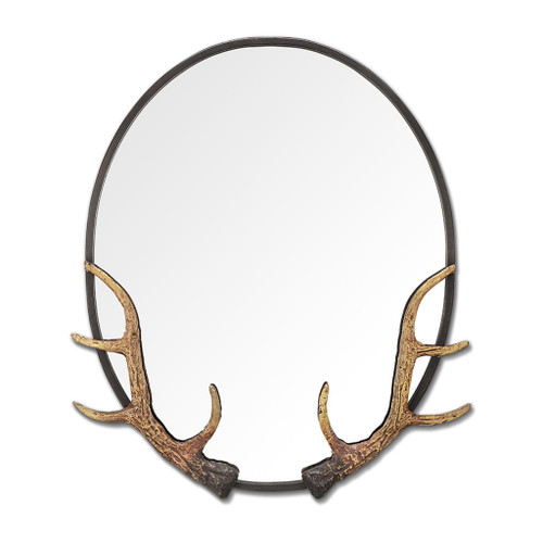 SPI Home Bronze Finish Cast Iron Antler Oval Mirror 26 X 21.5 Main image