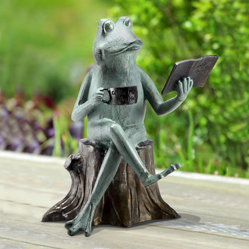 SPI Home Cast Aluminum Joy Of Reading Frog Garden Sculpture Main image