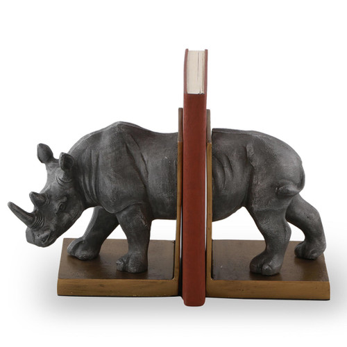 SPI Home Cast Aluminum Rhinoceros Bookends Rhino  7.5 Inches High Main image
