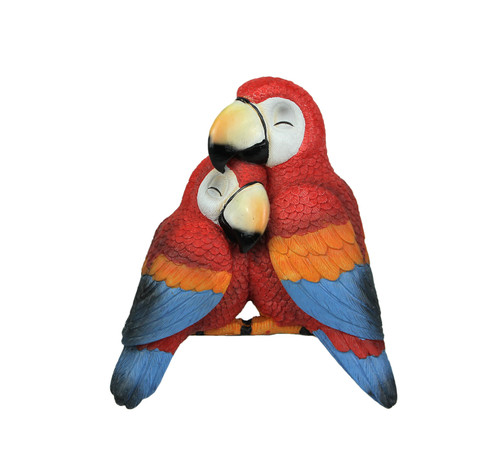 Polly and Petey Mother and Child Parrots Shelf Sitter Statue Hand Painted Main image