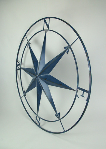 Aegean Blue Metal Compass Rose Wall Sculpture 39.25 In. Additional image